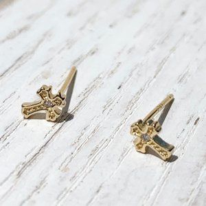 14k gold plated Tiny Cross Earrings